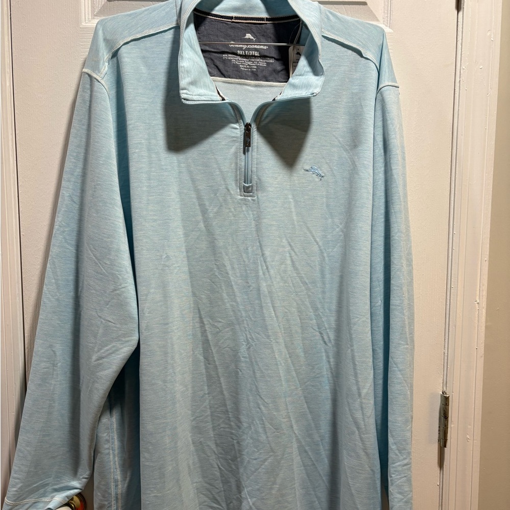 Mens Tommy Bahama Long sleeves 1/4 Zip in sky blue Size 3XLT